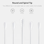2500pcs Tiny Cotton Buds, with Round & Spiral, Suitable for Baby Ear Nose Clean,Cosmetics,Personal Hygiene