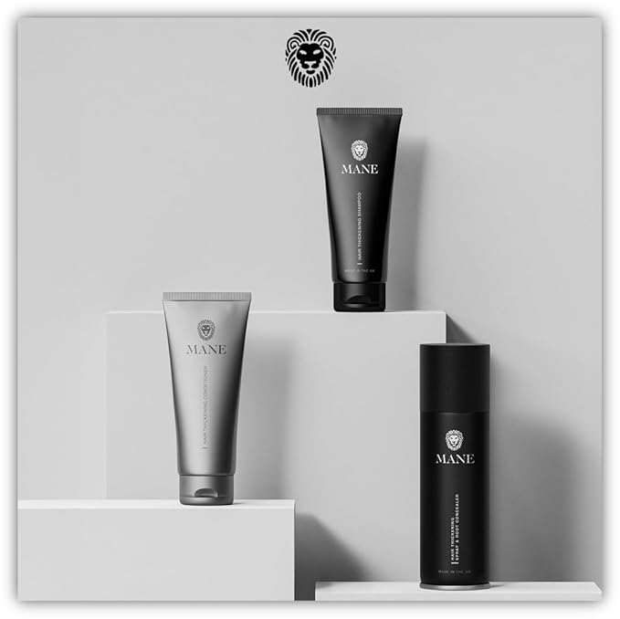 MANE Hair Thickening Spray & Root Touch Up, Instantly Thicker Hair for Men & Women, Fill in Hairlines and Hide Thinning and Fine Patches - Jet Black, 12 Colors (6.76 oz)