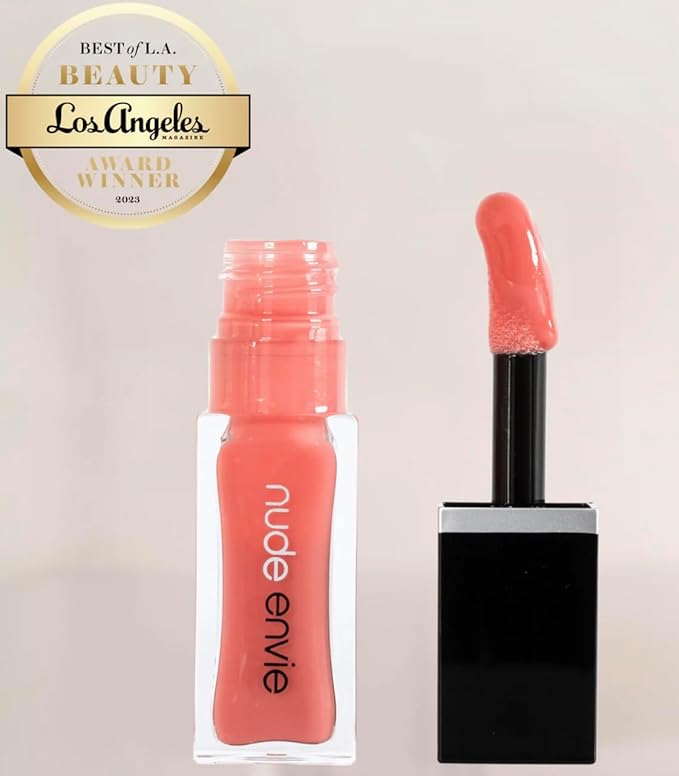 nude envie - Lip Gloss - High-Shine Finish - Moisturizing & Easy Application - Luxury Hydration - Non-Sticky Formula - With Vitamin E & Glycine Soja Oil - Vegan, Paraben-Free & Cruelty-Free - Smile