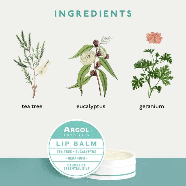 Lip Balm Hydrating - Nourishing Essential Oil Blend with Tea Tree, Eucalyptus, and Geranium - Protects, and Heals Dry, Chapped Lips - Soothing Formula for Sensitive Skin - 0.15 oz
