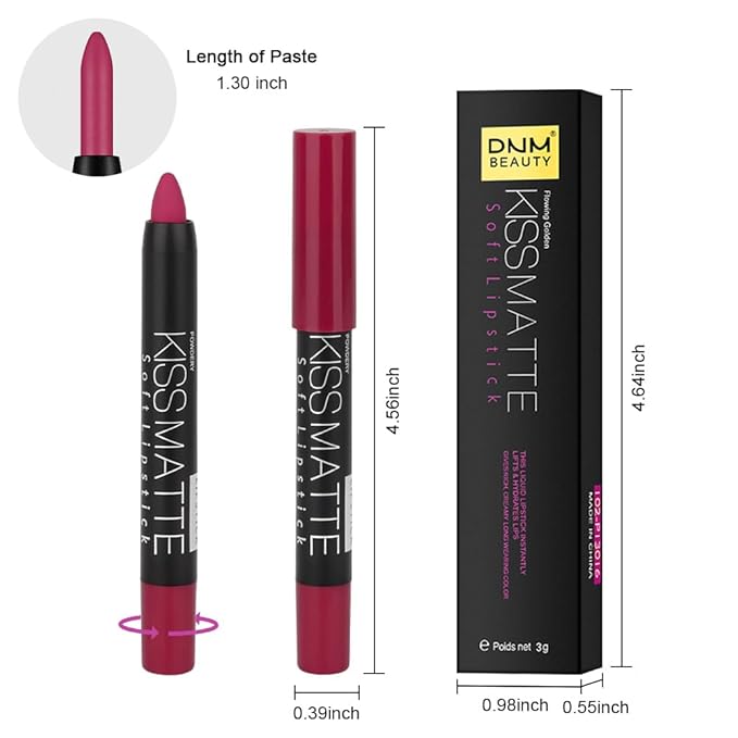 evpct 1Pcs Plum Purple Matte Lipstick and Lip Crayon Liner Pencil Pen Set for Women Lip Stain Long Lasting Waterproof labiales mate magicos 24 horas originales pintalabios permanente 24 horas 14