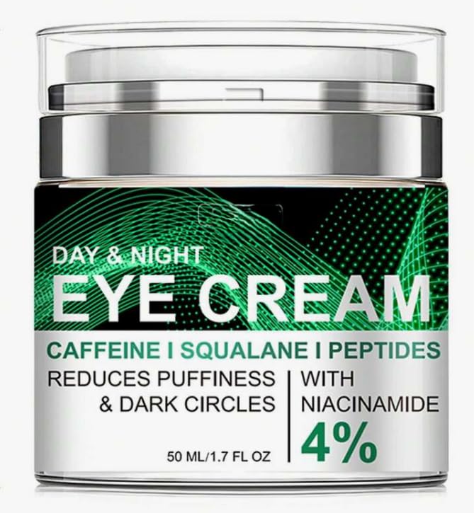 Caffeine Eye Cream for Puffiness and Bags Under Eyes Daily Anti-Wrinkle Cream Collagen Peptide Eye Cream Day and Night Reduce The Look Of Aging Line Smoothing Skin Care 1.7 FL OZ,1 Pack