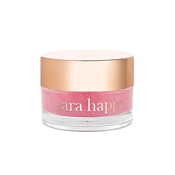 Sara Happ The Lip Scrub: Pink Grapefruit Sugar Scrub for Dry Lips - Gently Exfoliate, Polish, and Revitalize Lips with Vitamin E and Jojoba & Grape Oils, Vegan, 0.5 oz.
