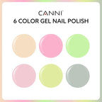CANNI 6Pcs 9ml Pastel Gel Nail Polish Set- Pink Green Gel Polish Kit Candy Colors DIY at Home Salon Christmas New Year's Gifts for Girls
