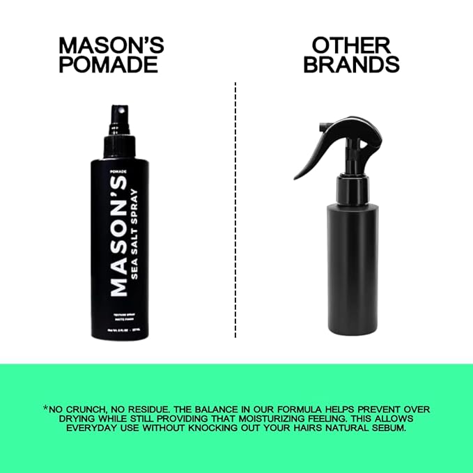 Mason’s Pomade Sea Salt Spray for Men and Women - Texturizing Hair Spray with Aloe & Argan Oil - Lightweight, Non-Sticky for Beach Waves, Volume & Texture - Mountain Rain Scent Hair Care - 8 oz