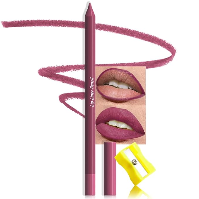 evpct 1Pcs Maroon Plum Purple Matte Long Lasting Lip Liner Pencils Makeup for Shaping & Sculpting Lips, No Transfer Long Wear Waterproof Pigmented Lip Liner lipliners Crayon Lipstick Pencil Sharpener
