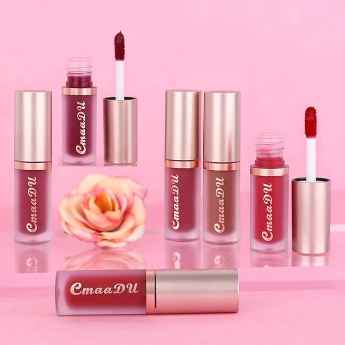 evpct 6Pcs Maroon Red Silky Velvet Matte Liquid Lipstick Lip Gloss Set for Women Long Lasting 24 Hours Color Stay Lipstick labiales matte larga duracion mate 24 horas originales 10#
