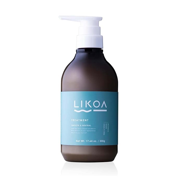 LIKOA, Smooth and Neutral Treatment, Vegan, Halal, Lightweight Moisture for Fine, Dry, or Tangle-Prone Hair, Botanical Hair Care, White Floral Scent, Made in Japan, 500g, 17.64oz