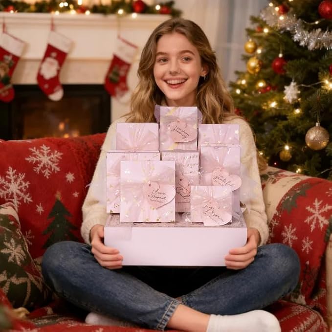 Teen Girl Gifts Trendy Stuff, 10 Positive Affirmation Cards & Empowering Challenges to Unlock 10 Wrapped Makeup Gift Set Motivational Birthday Christmas Gift Stocking Stuffers for Tween & Teenage Girl