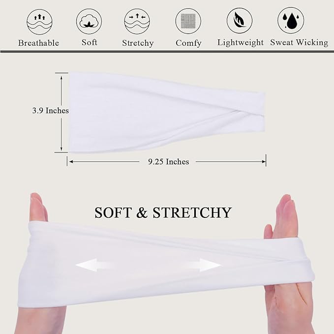 Headbands For Women Headband Elastic Soft Head Bands For Women's Hair Accessories Womens Fashion Yoga Workout Running Fabric Hair Band 6 Pcs