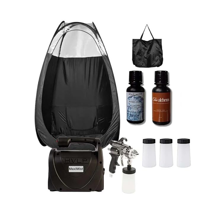 MaxiMist Elite Evo Pro Professional Sunless Spray Tan Machine Kit with Black Tent