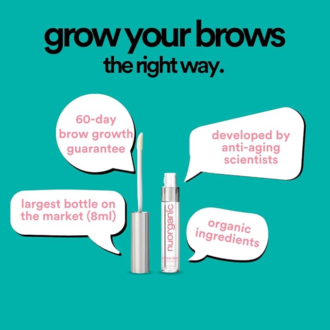 nuorganic 'Cosmic Brow' Eyebrow Serum for Growth | Natural Eye Brow Serum for Thicker, Longer, More Defined Brows | 4 Months Supply XL Size | Cruelty Free, Made in USA