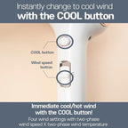 JMW Korean Professional Salon Hair Dryer AIR B with Diffuser & Dryer Stand 1600W - Lightweight, Powerful BLDC Motor, 100% Cool Wind Without Heat, Compact, Low Noise Blow Dryer for Home & Salon