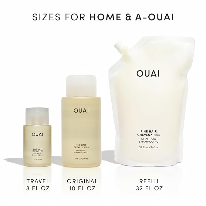 OUAI Fine Hair Shampoo - Volumizing Shampoo for Fine, Flat Strands - Made with Biotin, Keratin & Chia Seed Oil - Strengthens, Nourishes & Thickens - Color-Safe & Sulfate Free Hair Care (10 Fl oz)