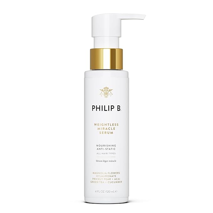 PHILIP B. Weightless Miracle Serum, Leave-In Hair Conditioner Treatment, 4 Fl Oz (120 mL) - Conditions Dry, Damaged Strands with Hyaluronic Acid, Smooth Frizz and Prevent Damage