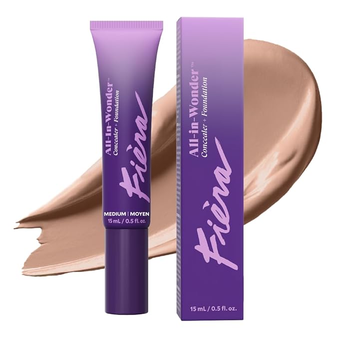Fièra All-In-Wonder™ Concealer + Foundation – Full-Coverage, Crease-Proof, Hydrating Formula for Mature Skin, Blurs Fine Lines & Dark Circles, Radiant Second-Skin Finish – Medium, 0.5 FL. OZ. / 15 ML