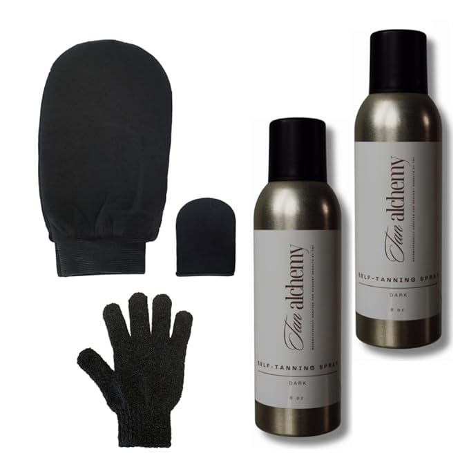 Tan Alchemy, Dark Self Tanning Aerosol Can, Unscented (2-8 oz w mitt)