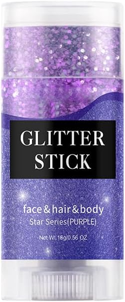 Face and Body Glitter Stick, Sparkly Chunky Hair Glitter Makeup, Holographic Sparkling Neon Outfit Singer Concert Music Rave Festival Party Accessories Glitter Gel. (Purple)