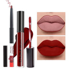 evpct 2Pcs Dark Red Maroon Matte Lipstick and Lip Liner Makeup Set for Women Dark Blood Red Liquid Matte Brown Lipstick Lip Liner Stain Long Lasting Waterproof Permanent Lipsticks 24 hours 15#