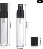 20Pcs 5ml Empty Clear Glass Mist Spray Bottle Refillable Mini Perfume Atomizer Travel Sample Bottle with Black Aluminized Nozzle Makeup Container for Perfume (5ml Black Caps)