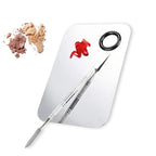 2 Pcs Makeup Mixing Palette, Upgrad Stainless Steel Metal Foundation Palette with Spatula Artist Tool for Mixing Foundation Nail-Art 5.9x3.9 in