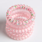 25pcs Spiral Hair Ties,Elastic Coil Hair Tie for Women Girls,No Crease No Damage Telephone Wire Cord Hair Ties for Thick Hair Thin Hair(Pink)