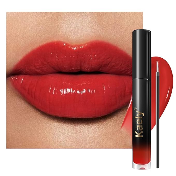 Kaely Longwear No-Budge Lipstick for Women, Highly Pigmented Liquid Lip Color Makeup, Non-Transfer Lip Gloss Stain Waterproof Smudge Proof 24 Hour, Instant Shine, Vegan & Cruelty-Free, 05 RED HOT