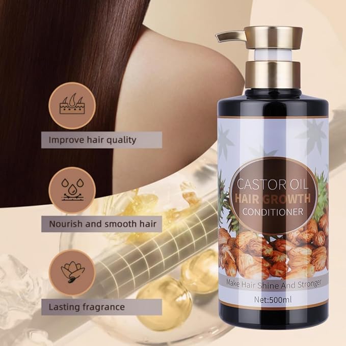 Silvercell Castor Oil Conditioner Hair Growth Conditioner Moisturizing Oil Control, Thickening Hair Conditioner for Damaged Dry Hair, 16.91 fl.oz