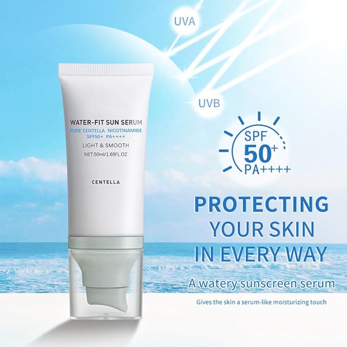 Centella Sunscreen,Centella SPF50 Water-Fit Sun Serum Light & Smooth Hyalu Cica Sunscreen ﻿