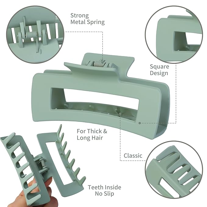 4.1 Inch Jumbo Hair Clips - 12 Pcs Colorful Square Jaw Clips for Thick Hair, Women and Girls Hair Accessories