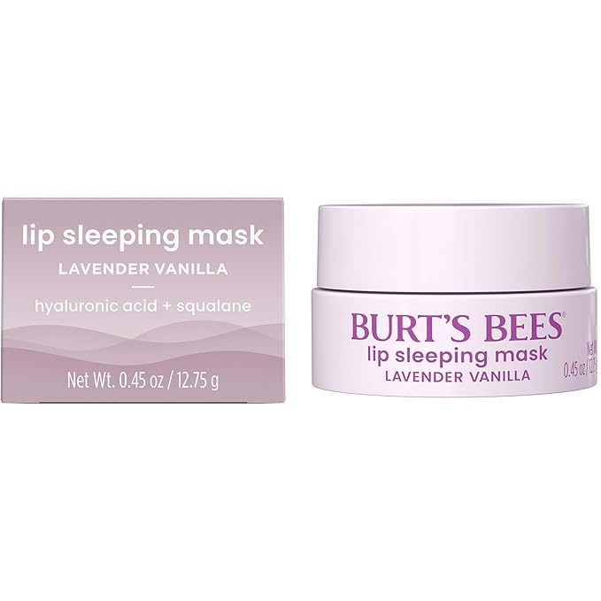 Burt’s Bees Stocking Stuffers, Lavender Vanilla Lip Sleeping Mask, With Hyaluronic Acid and Squalane Moisturizer To Instantly Hydrate Lips, Overnight Lip Mask, Lip Treatment Christmas Gifts, 0.45 oz.