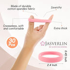 2.4 Inch Pink Hair Ties for Girls Thick Hair, Large Soft Hairties Seamless Cotton Bands for Women, No Damage Crease-free Nylon Elastic Scrunchies Curly Accessories 30 Pcs