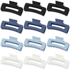 Hair Clip, 4.1 Inch Large Square Hair Claws Clips 12 Pcs for Thick Hair - Blue, for Women and Girls
