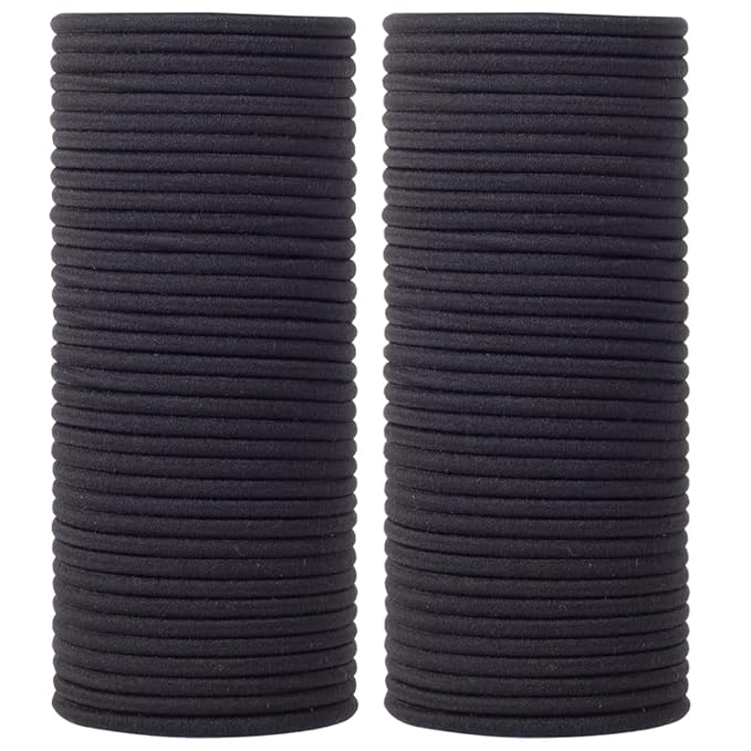 200 PCS Elastic Hair Tie, 4MM Black Hair Ties for Thick and Curly Hair Ponytail Holders Hair Elastic Band for Women or Men(4mm Black)