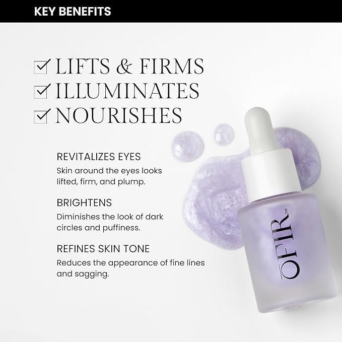 OFIR Bloom Serum Illuminating Gel | Under Eye Brightener Dark Circles Treatment | Lifting Formula With Hyaluronic Acid | Vegan Cruelty Paraben Free Skincare | Hydrating Moisturizer | Lilac 1 Fl Oz