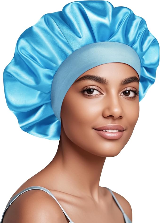 Satin Silk Bonnet for Sleeping, Soft Satin Lined Hair Bonnet for Women, Double Layer Sleep Nightcap