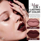 Kaely 2-in-1 Matte Lipstick and Lip Liner, Liquid Lip Stain Makeup for women Long Lasting Waterproof Smudge Proof, labiales matte mate larga duracion listip 24 hours originales, 17 Deep Red