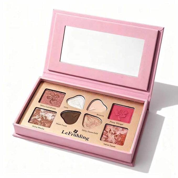 8-color High Pigmented eyeshadow Makeup palette,Long Lasting Multi Reflective glitter Shimmer Matte,Travel-Friendly,Bronzer Blush Highlighter and Eyeshadows