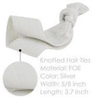 MEEDEE 100 Pack Silver No-Crease Soft Ribbon Knotted Ouchless Hair Ties for Women, Yoga, and Ponytails - Elastic Bracelets