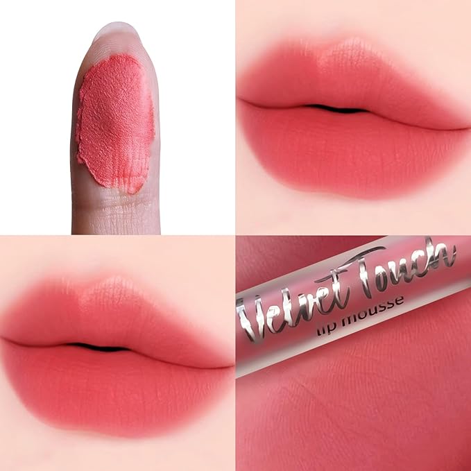 COOL STORY Velvet Lip Stain Mousse, Lip Tint Long-Lasting Waterproof Matte Finish (02)