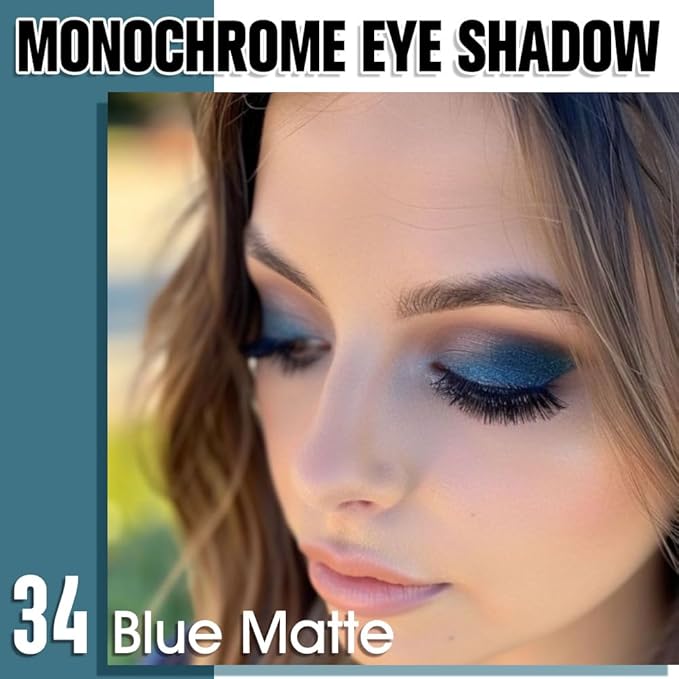 Dark Blue Single Matte Eyeshadow Makeup, Neutral Powde Eye Shadow for Women, Dark Blue Matte Singles Eyeshadow Palette Pigmented Waterproof, sombras para ojos, Girls Christmas Eyeshadows Gifts