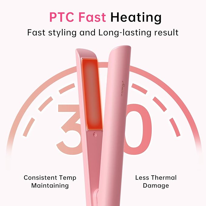 Mini Flat Iron 1 Inch Ceramic Mini Hair Straightener, Small Flat Irons for Short Hair, Curls Bangs, Dual Voltage for Travel,Dual Voltage for Worldwide Use, Pink