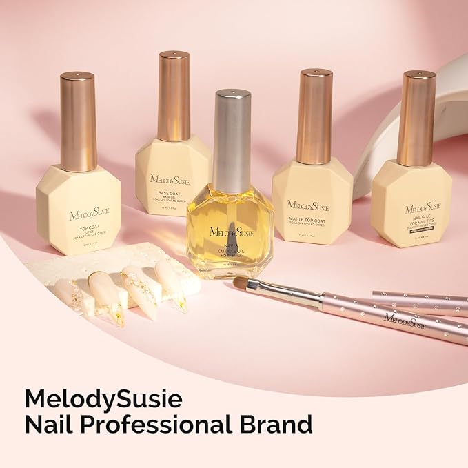 MelodySusie Top Coat Matte Top Coat Base Coat No Wipe Glossy Set Long Lasting Shine Finish Soak Off UV LED Nail Lamp Nail Art Design Manicure Kit Perfect Gifts for Women Girls 3 Pcs 15ml Clear