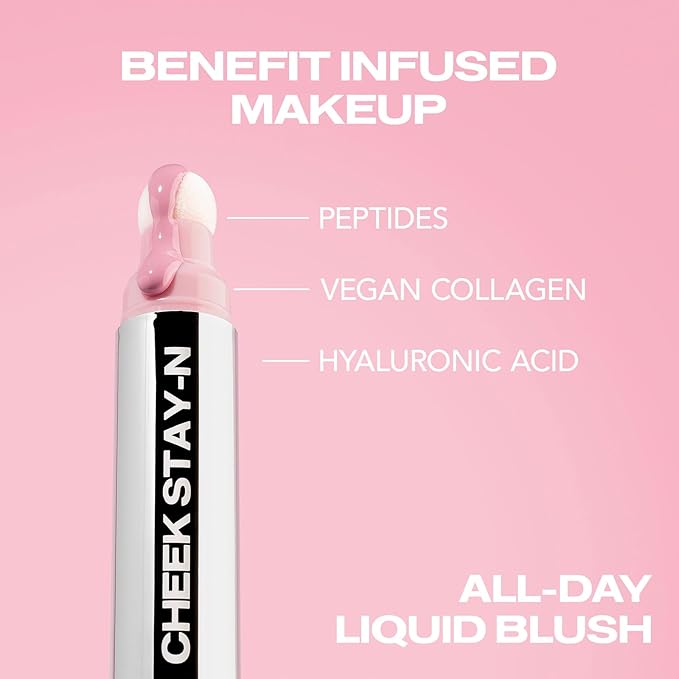 Sacheu Cheek STAY-N Liquid Blush for Cheeks — High Pigment, Buildable, Lightweight Cream Blush for Dewy & Radiant Flushed Cheeks — Long-lasting & Cruelty Free (I'm Cute)