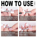 2PCS Metal Black Cuticle Pusher and Cutter Remover Salon Quality Stainless Steel Gel Nail Polish Peeler Scraper Durable Professional Manicure Pedicure Cleaner Tool For Fingernail and Toenail