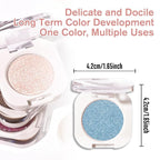 Sky Blue Metallic Single Eyeshadow, Lightweight Blendable Mini Eye Shadow for Older Women, Monochrome Eyeshadow Palette Makeup Pigmented Waterproof, Vegan & Cruelty-Free, 32