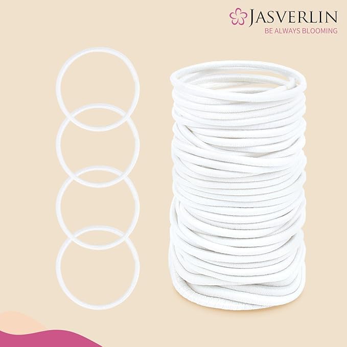 2mm White Hair Elastics Ties, Thin Ponytail Holders for Women Girls Kids, No Pull No Damage Slip Rubber Bands Fine to Medium Hair Accessories 80 Pcs