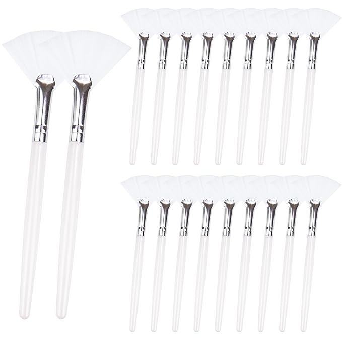 20 Pieces Fan Brushes Facial Applicator Brush Soft Makeup Mask Acid Applicator Brush Esthetician Cosmetic Brush for Mud Cream, Makeup Peel (White)