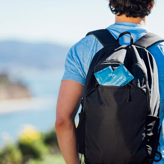 Oars + Alps Cooling Face & Body Wipes, Dual Sided Cleansing Wipes Towelettes for Post Workout, Activities,Commutes, Dermatologist Tested Skin Care with Menthol & Ginseng, Travel Friendly, 14ct