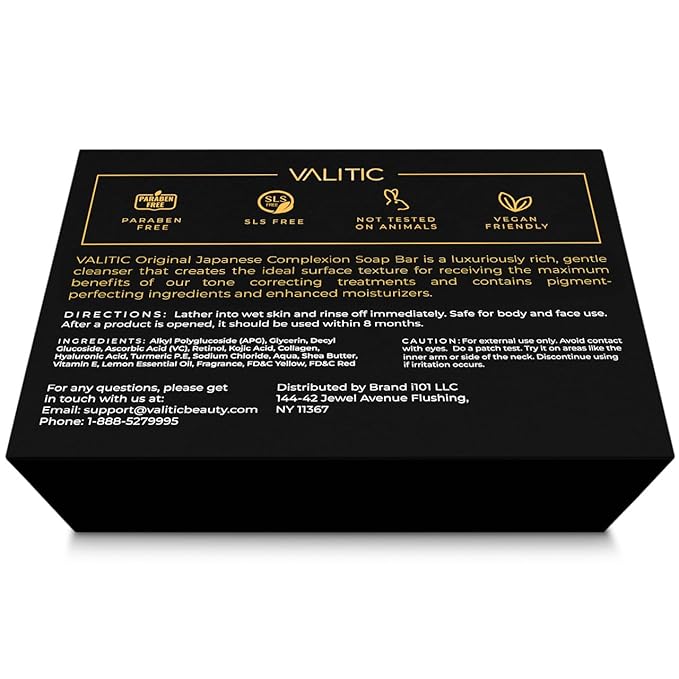 VALITIC Brightening Lemon & Turmeric Kojic Acid Soap with Vitamin C, Retinol, Collagen - Original Japanese Complex - with Hyaluronic Acid, Vitamin E, Shea Butter, Castile Olive Oil 2 Pack+Holder